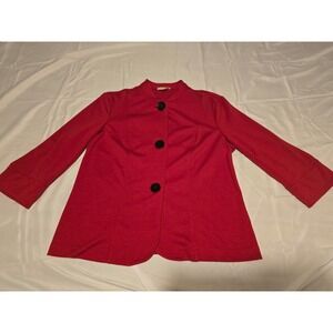Choices Red Knit Button Front Jacket Collarless Blazer Career Medium M‎